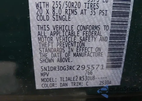 2024 Nissan Pathfinder Platinum Fwd from USA, damaged, VIN 5N1DR3DG3RC295571